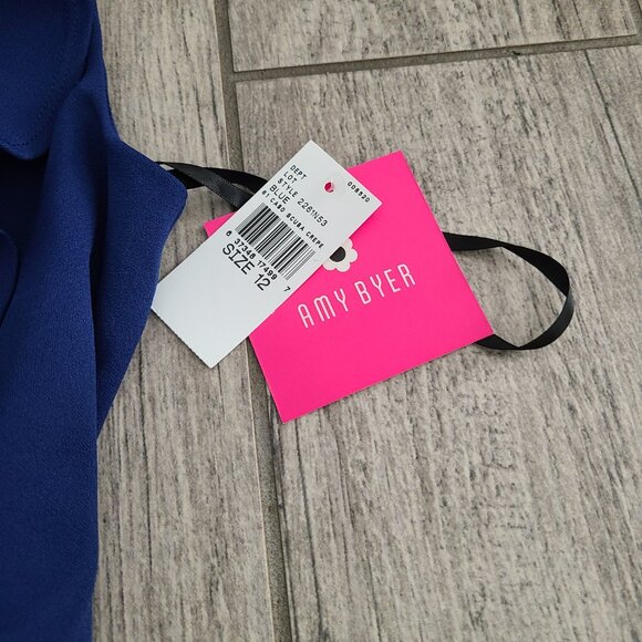 Amy Byer Girls Blue Ruffle Fit & Flare Dress with Belt Size 12 (NWT) - Picture 6 of 10